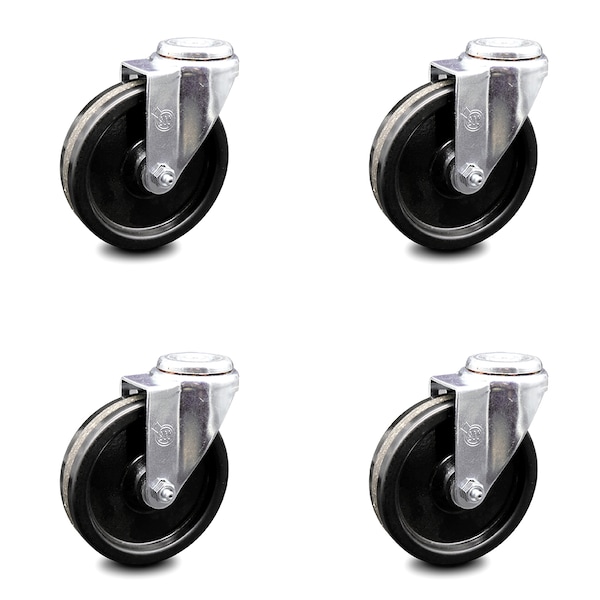 5 Inch Phenolic Wheel Swivel Bolt Hole Caster Set